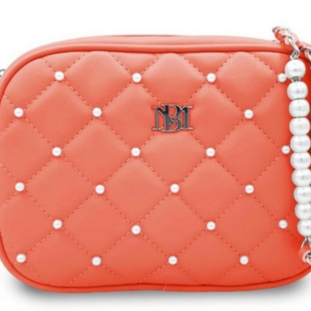 Badgley Mischka Orange Crossbody Bag with Quilted Design
